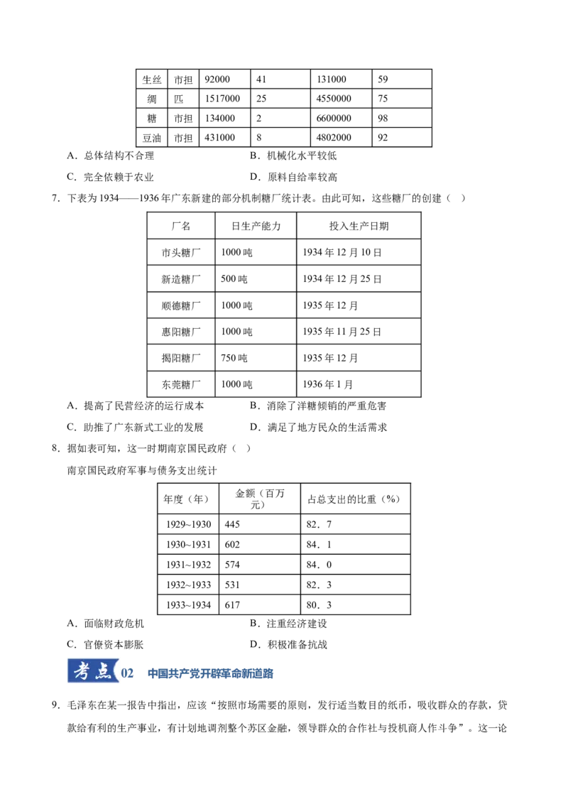 《第19讲南京国民政府的统治和中国开辟革命新道路（专项训练）（安徽专用）（学生版）_高考一二三轮复习_历史_2026年_2026年高考历史一轮课件+讲义+练习（安徽专用）-G326》第3页预览
