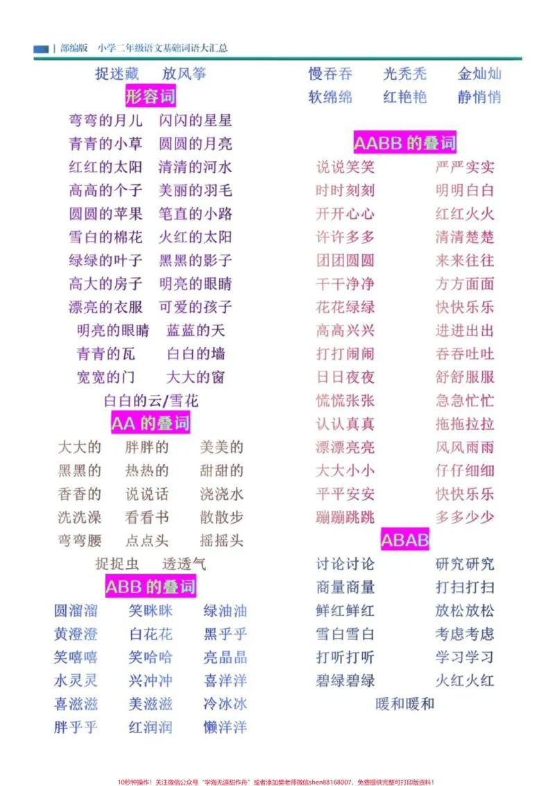 《二年级上册语文期末复习必考基础词语积累汇总#家长收藏孩子受益#学习#小学知识点归纳》第2页预览