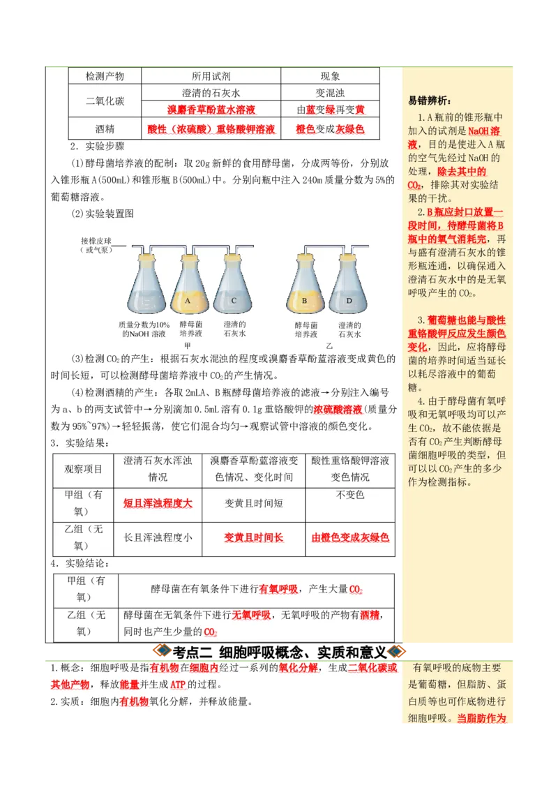 《第09讲细胞呼吸（知识清单）（全国通用）（教师版）_高考一二三轮复习_生物_2027年高考生物一轮_2027年高考生物一轮课件+讲义+练习（黑吉辽蒙专用）-G330_2027版》第4页预览