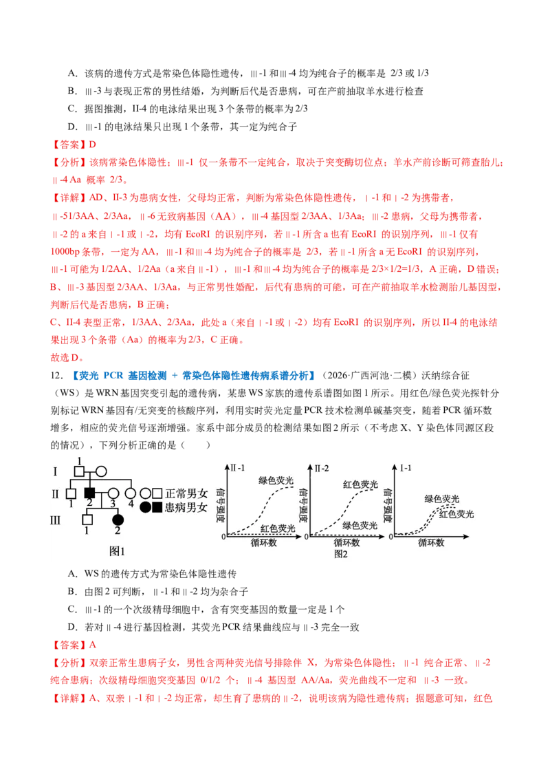 《第17讲伴性遗传和人类遗传病（专项训练）（全国通用）（教师版）_高考一二三轮复习_生物_2027年高考生物一轮_2027年高考生物一轮复习讲义+练习+课件（新教材新高考）-G55_2027版》第8页预览