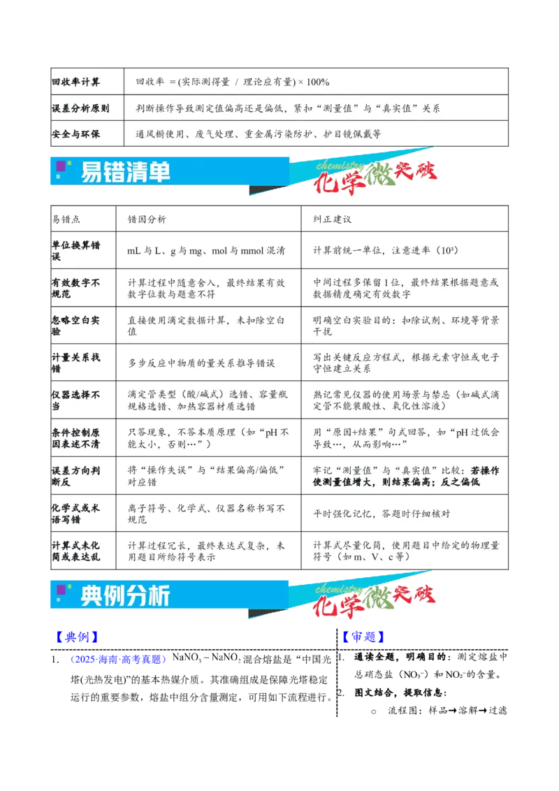 《5-1物质含量测定实验（教师版）_高考一二三轮复习_化学_2026年-化学高考专项复习_22026年高考化学培优微突破讲义（全国通用）》第3页预览