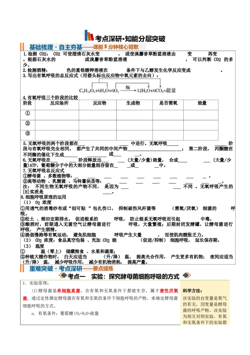 《第09讲细胞呼吸（知识清单）（全国通用）（学生版）_高考一二三轮复习_生物_2027年高考生物一轮_2027年高考生物一轮课件+讲义+练习（黑吉辽蒙专用）-G330_2027版》第3页预览