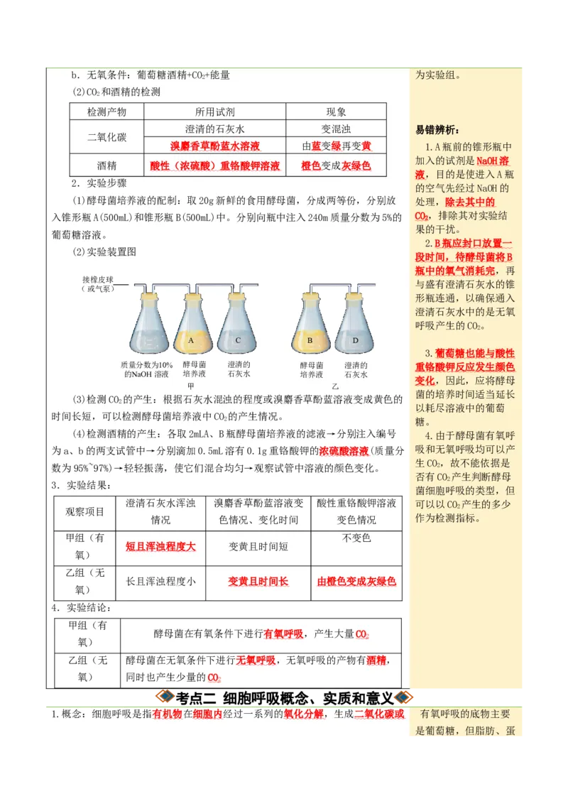 《第09讲细胞呼吸（知识清单）（全国通用）（学生版）_高考一二三轮复习_生物_2027年高考生物一轮_2027年高考生物一轮课件+讲义+练习（黑吉辽蒙专用）-G330_2027版》第4页预览