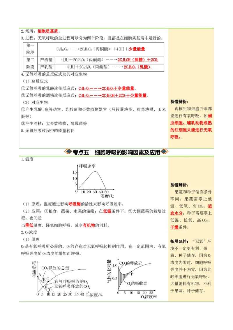 《第09讲细胞呼吸（知识清单）（全国通用）（学生版）_高考一二三轮复习_生物_2027年高考生物一轮_2027年高考生物一轮课件+讲义+练习（黑吉辽蒙专用）-G330_2027版》第6页预览