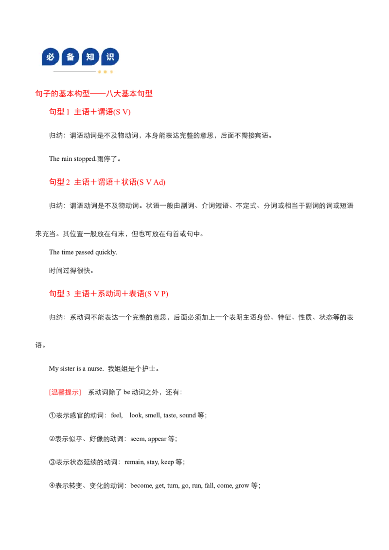 《专题08简单句、句子成分和基本句型（复习讲义）（全国通用）（学生版）_高考一二三轮复习_英语_2026年-英语高考二轮复习_2026年高考英语二轮复习课件+讲义+练习（新高考通用）-G92_2026版》第9页预览