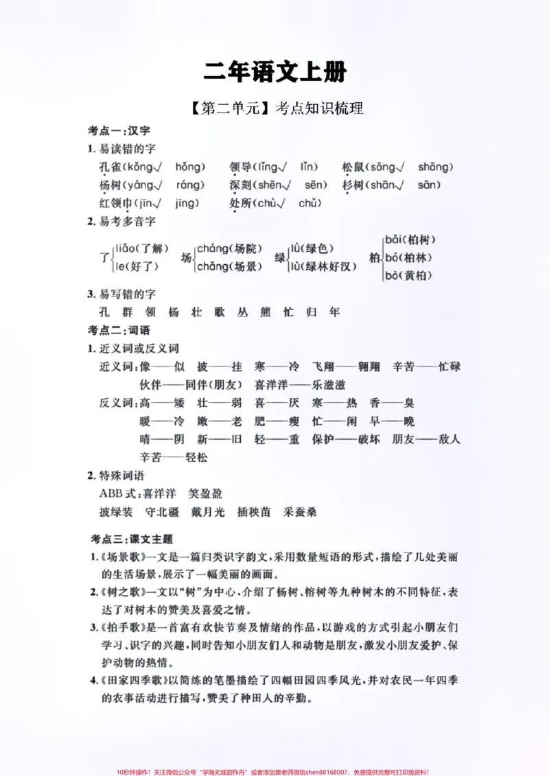 《二年级语文期末复习,一线老师细致整理。家长快收藏!空白电子版可打印#家长收藏孩子受益#图文伙伴计划#期末复习#必考考点#美好生活由你来奏响》第3页预览
