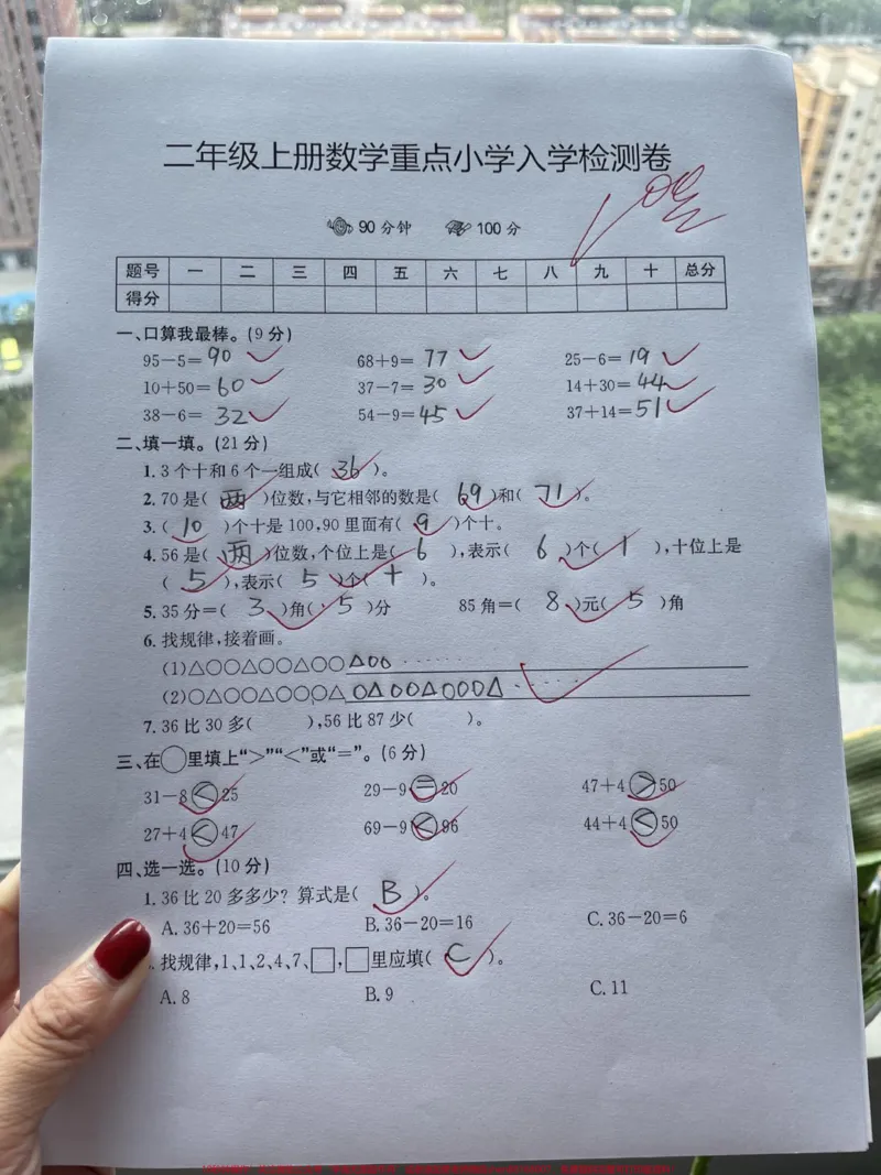 《二年级数学上册重点学校入学检测卷。#二年级上册数学#二年级#小学试卷分享#易错题数学#乘法口诀_最新小学1-9年级各科+幼升小+综合类学习资源汇总包》第1页预览