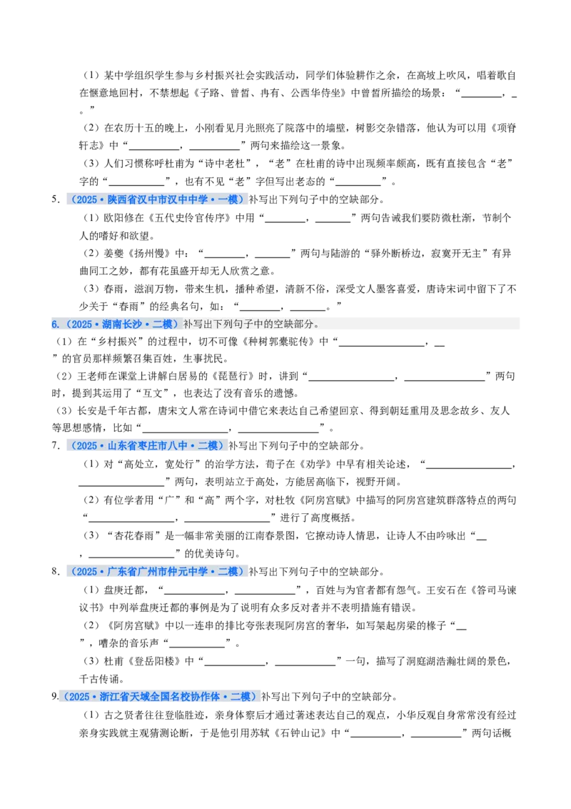 《专项训练06名篇名句默写（全国通用）（学生版）_高考一二三轮复习_语文_2026年-语文一轮复习_2026年高考语文一轮复习考点精讲精练（新高考通用）-G58_2026版》第2页预览
