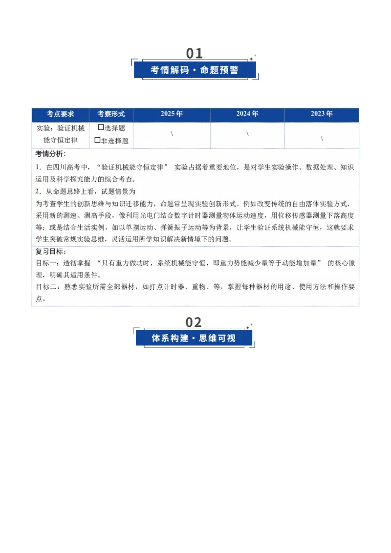 《第21讲实验：验证机械能守恒定律（复习讲义）（四川专用）（教师版）_高考一二三轮复习_物理_2026年_2026年高考物理一轮课件+讲义+练习（四川专用）-G335(1)》第2页预览