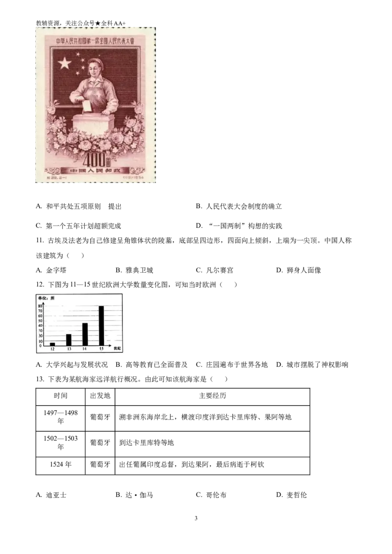 《2025江苏省扬州市中考历史真题(原卷版)_历年中考真题2013-2025_初中历史历年中考真题（2013-2025）_初中历史历年中考真题（2025）_2025江苏省扬州市中考历史真题》第3页预览