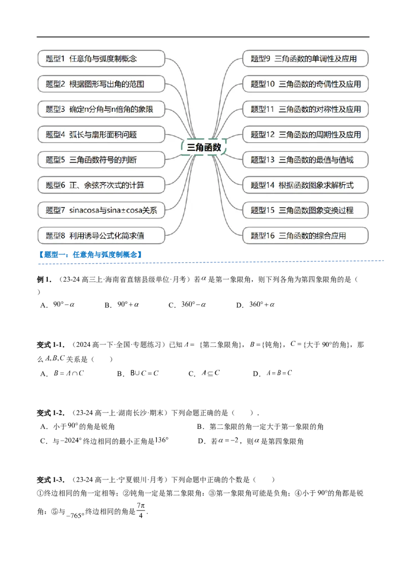 《第7章：三角函数章末重点题型复习（16题型）（原卷版）_2027高中必刷题_必刷题2027_2027高一高二必刷题_数学_YZ-133-高中数学同步精讲B版高一二三基础+培优讲义+专题练习word版电子_赠送》第2页预览