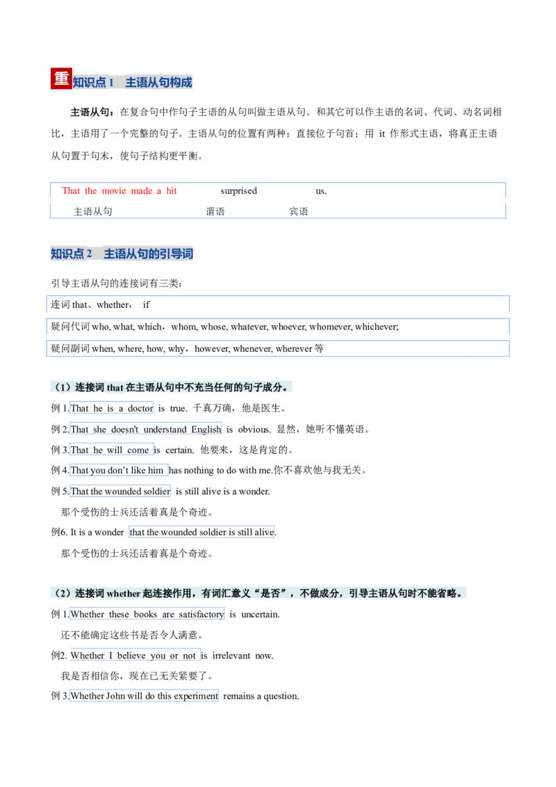 《第20讲主语从句（复习讲义）（全国通用）（教师版）_高考一二三轮复习_英语_2026年_2026年高考英语一轮复习讲义+练习+课件（新教材新高考）-G55_2026版_第二部分语法》第4页预览