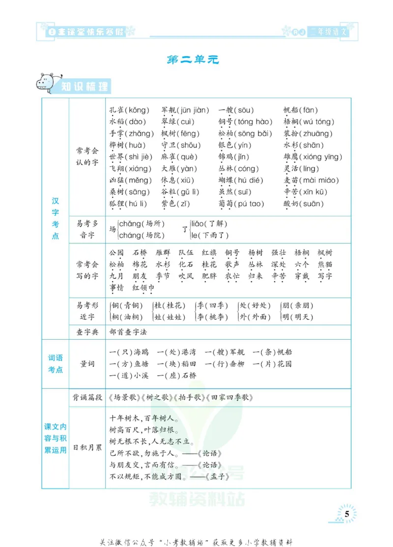 《快乐寒假自主课堂二年级语文人教版_07.小学语文、英语、数学专区_小学寒假教辅汇总_1~6年级快乐寒假·自主课堂》第10页预览