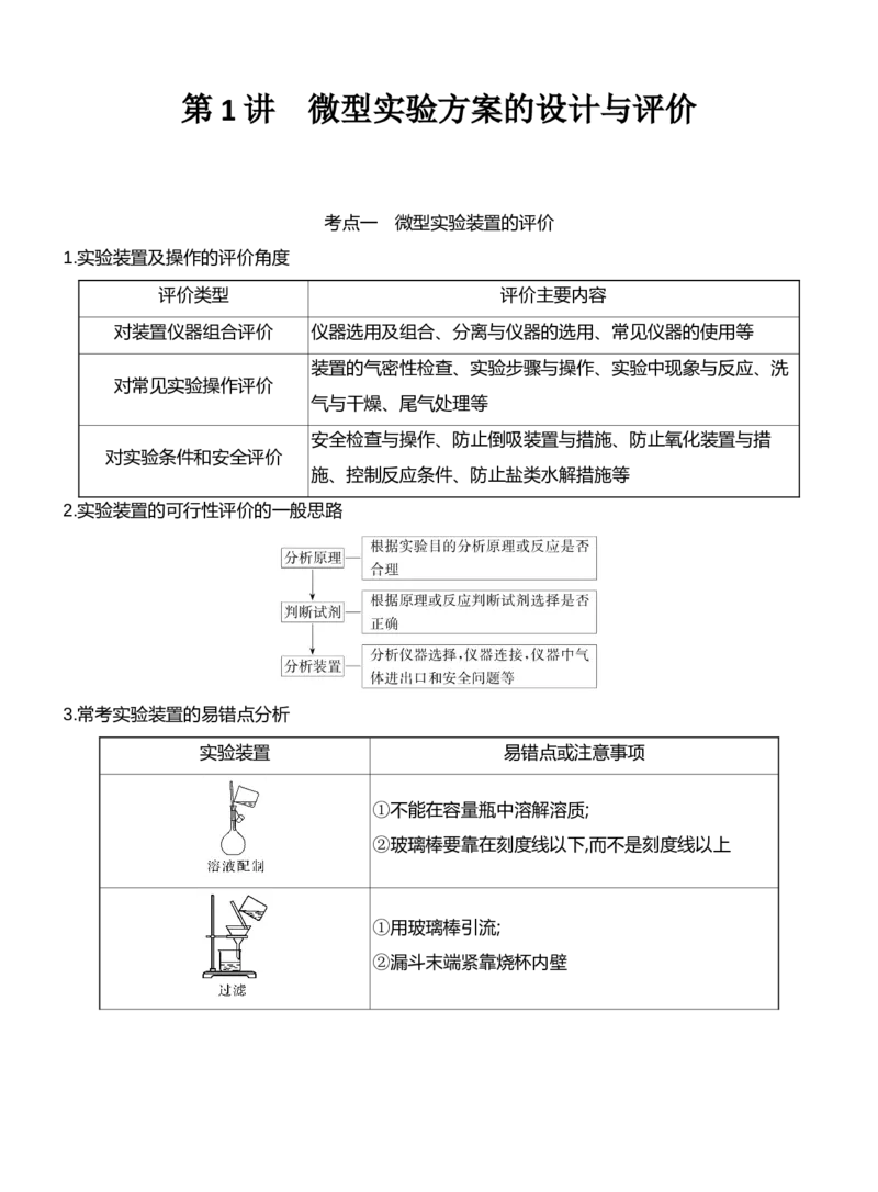 《2027届高考化学一轮复习讲义：10.1微型实验方案的设计与评价_高考一二三轮复习_化学_2027年高考化学一轮_42027届高考化学一轮考点复习讲义》第1页预览