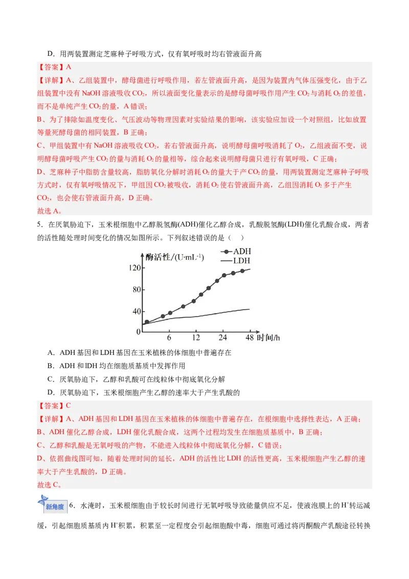 《第09讲细胞呼吸（专项训练）（四川专用）（教师版）_高考一二三轮复习_生物_2026年高考生物一轮_2026年高考生物一轮课件+讲义+练习（四川专用）-G335》第10页预览