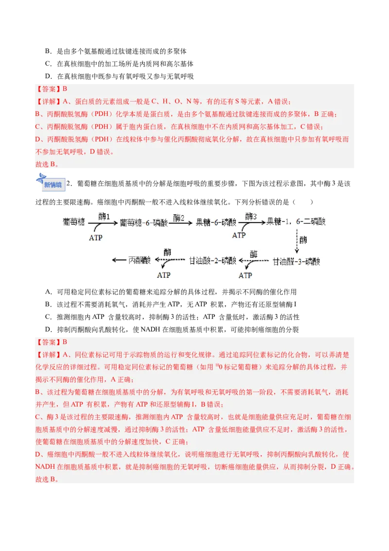 《第09讲细胞呼吸（专项训练）（四川专用）（教师版）_高考一二三轮复习_生物_2026年高考生物一轮_2026年高考生物一轮课件+讲义+练习（四川专用）-G335》第8页预览
