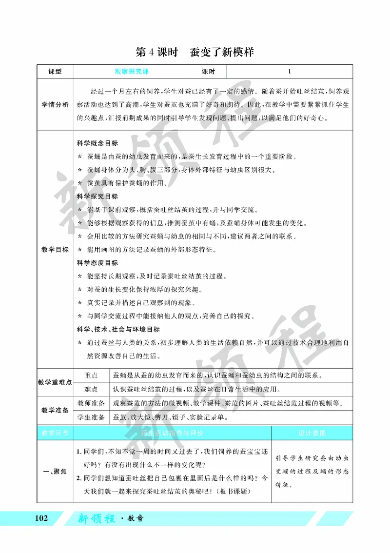 《教案—第4课时蚕变了新模样_26春小学语数英道科各版本《课件+教案》_26春教科版科学《课件+教案》1-6年级下册_四下_教学课件—第二单元动物的一生_教学课件—第二单元动物的一生》第1页预览