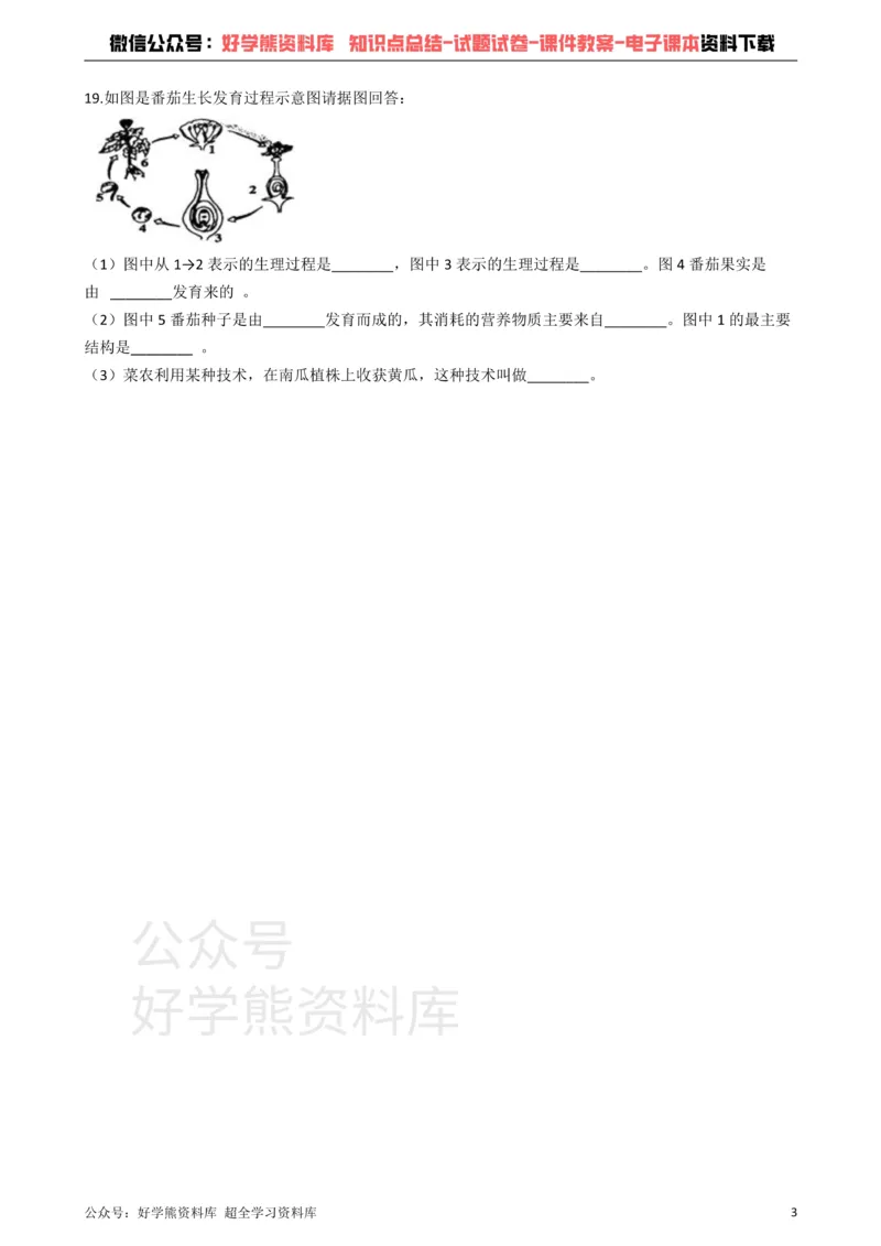 《冀教版八下生物跟踪训练6.1生物的繁殖_初高中资料库_初中资料库（转存避免链接过期失效）_初中生物》第3页预览