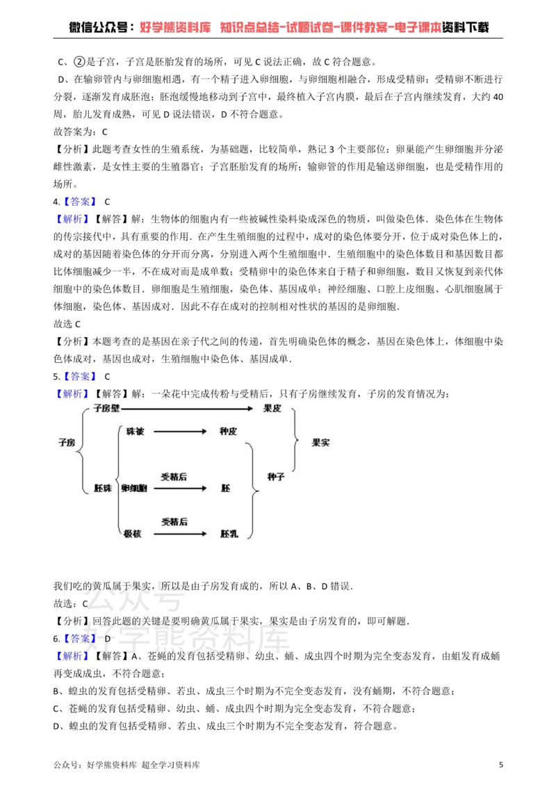 《冀教版八下生物跟踪训练6.1生物的繁殖_初高中资料库_初中资料库（转存避免链接过期失效）_初中生物》第5页预览