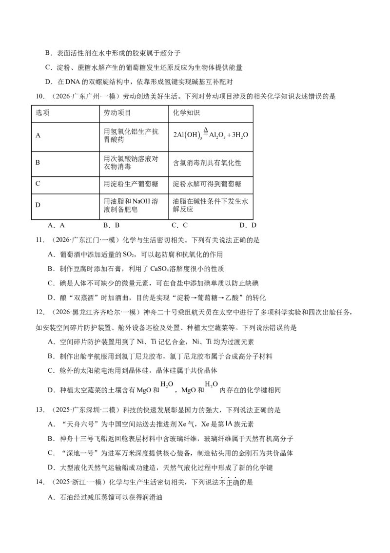 《专题01基本概念（5大题型）（全国通用）（学生版）(1)_高考一二三轮复习_化学_2027年高考化学专项复习_2026年高考化学一模试题分类汇编（新高考通用）-G178_2026版》第3页预览