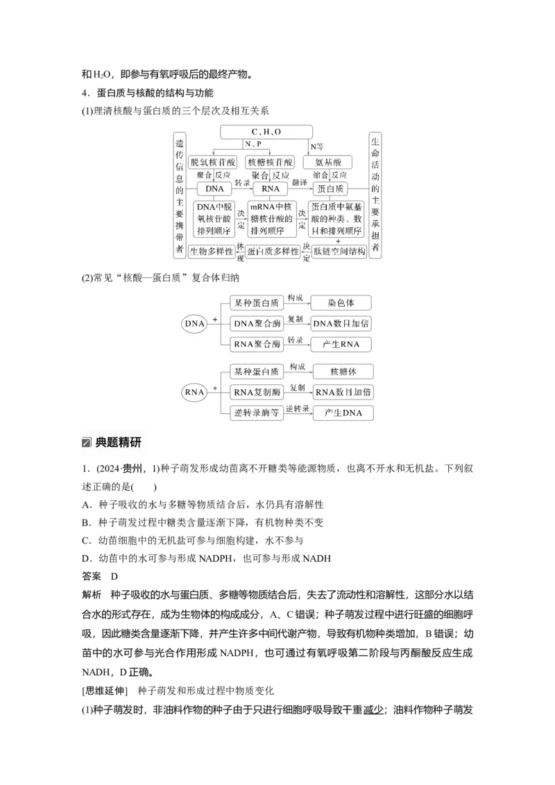 《第一部分 专题一 必备整合 细胞的物质组成、结构和物质运输(1)_2026版高中《二三轮复习+冲刺复习》_教师用书Word版文档_第一部分 专题复习》第4页预览