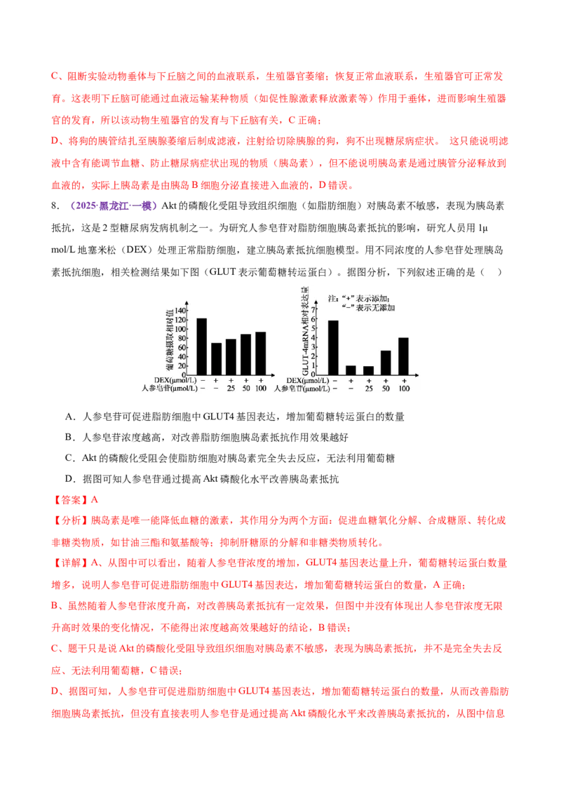 《专题10体液调节和免疫调节（教师版）_高考一二三轮复习_生物_2026年-生物高考专项复习_2025年高考生物一模试题分类汇编（黑吉辽蒙专用）》第7页预览