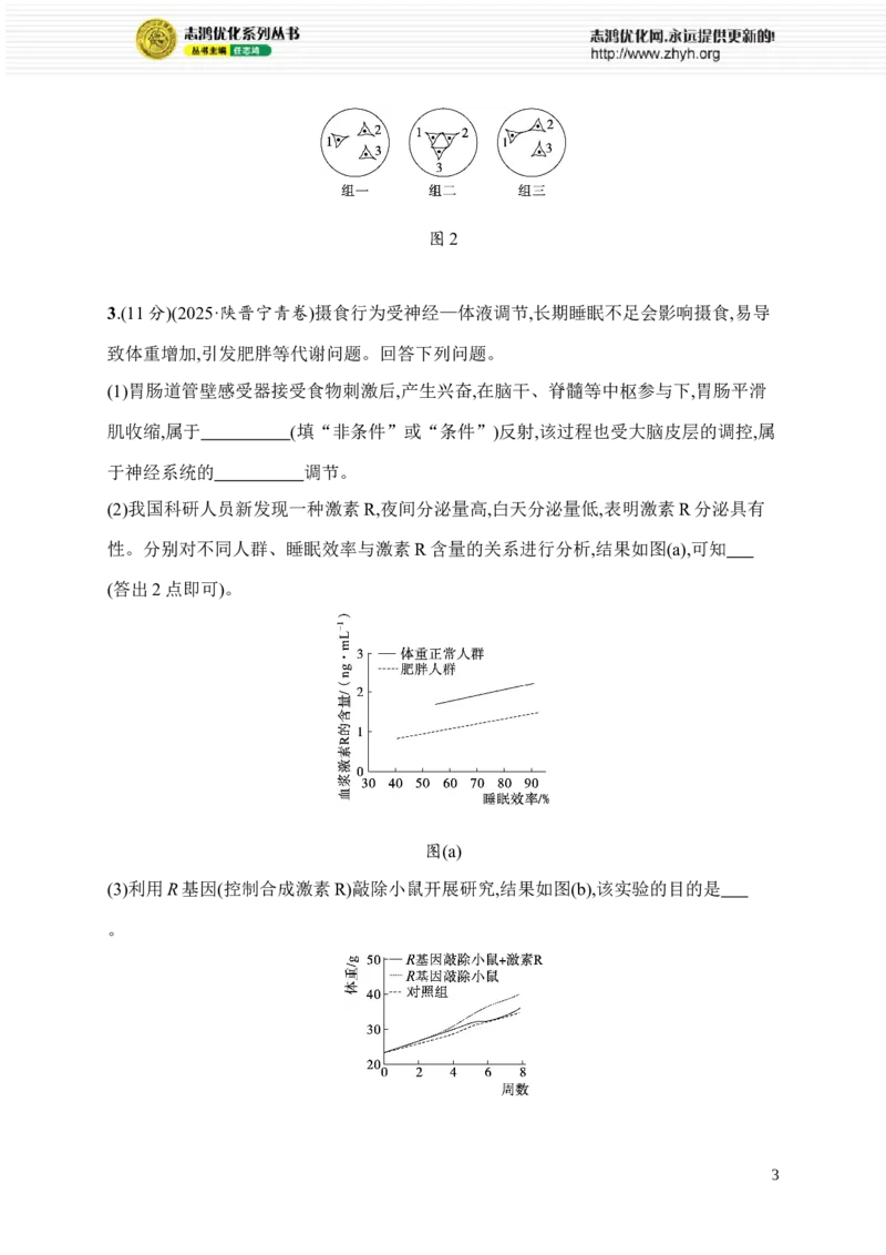 《限时练20　稳态与调节相关实验设计与分析_2026版高中《二三轮复习+冲刺复习》_高考总复习优化设计二轮用书生物课后习题Word_课后习题_大单元6　个体通过一定的调节机制保持稳态》第3页预览