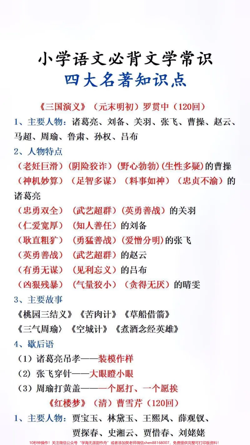 《小学语文必背四大名著知识点#必考考点_最新小学1-9年级各科+幼升小+综合类学习资源汇总包_价值20万元!最新小学1-9年级各科+幼升小+综合类学习资源汇总包》第1页预览