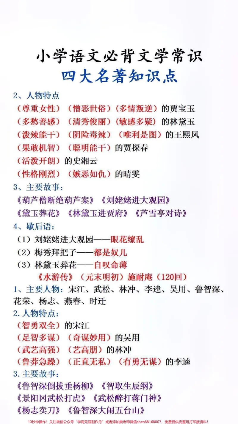 《小学语文必背四大名著知识点#必考考点_最新小学1-9年级各科+幼升小+综合类学习资源汇总包_价值20万元!最新小学1-9年级各科+幼升小+综合类学习资源汇总包》第2页预览