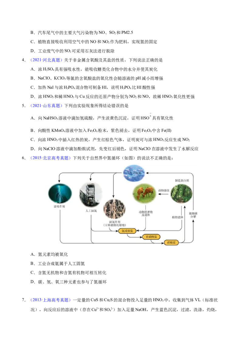 《专题21氮及其化合物（学生版）_初高中资料库_高中资料库（转存避免链接过期失效）_高中化学》第2页预览
