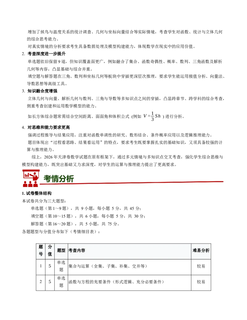 《2026年高考数学真题完全解读（天津卷）（试卷点评）_数学_一轮复习_2027年高考数学一轮更新中_2027年高考数学真题完全解读-G338_2027版》第2页预览