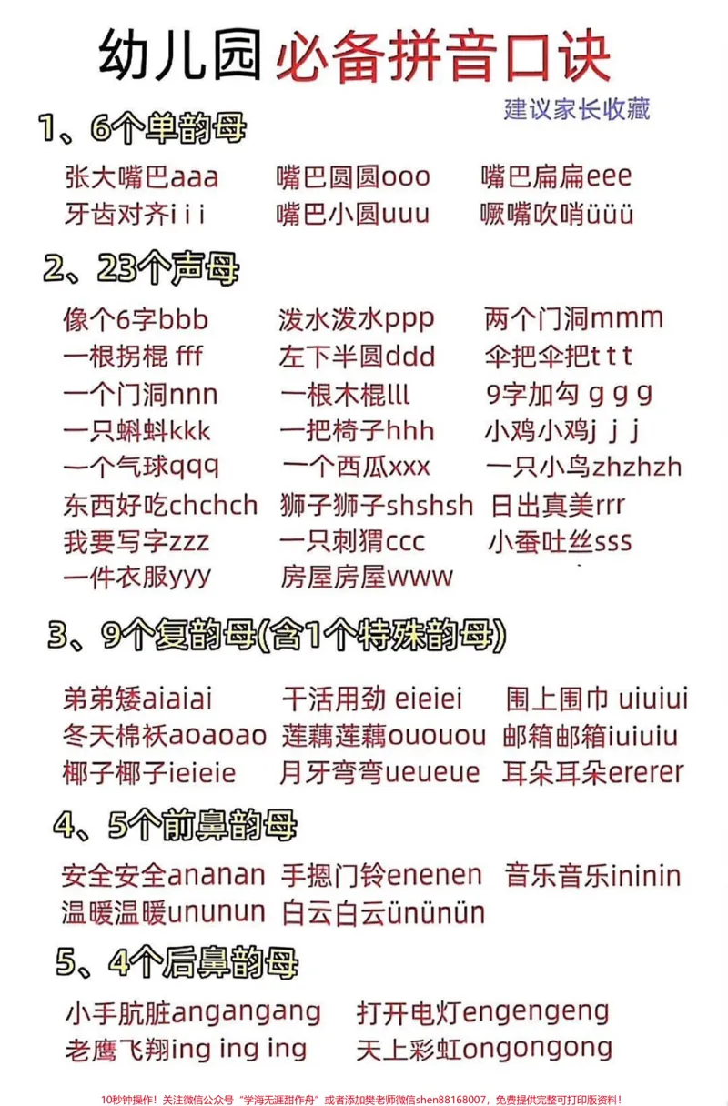 《幼小衔接必备拼音口诀,喜欢收藏♥️关注哦_最新小学1-9年级各科+幼升小+综合类学习资源汇总包_价值20万元!最新小学1-9年级各科+幼升小+综合类学习资源汇总包》第1页预览