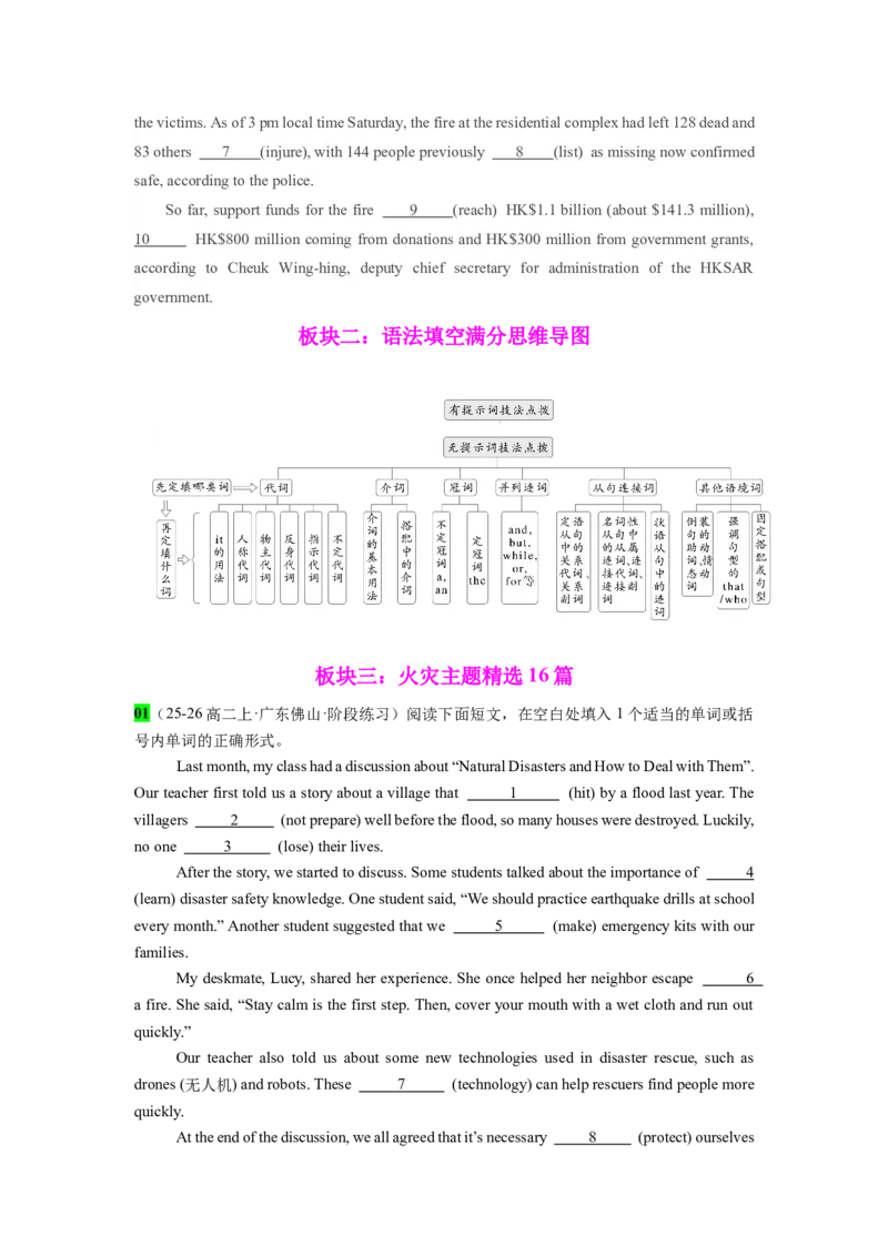 《专题38语法填空之火灾预防专题14篇（香港下半旗志哀火灾遇难者+巴黎圣母院重建与开放）学生版_高考一二三轮复习_英语_2026年-英语高考专项复习_资料》第2页预览