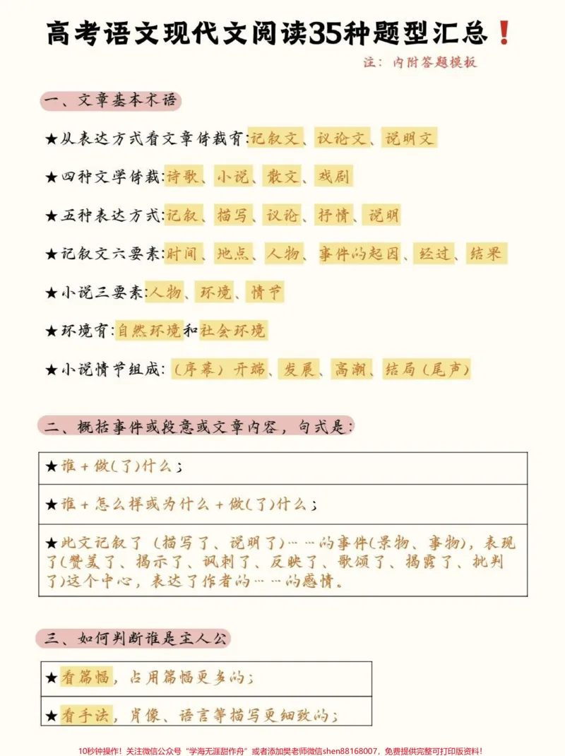 《语文现代文答题技巧，背了你的阅读理解就厉害了#语文#知识点总结#知识分享#图文伙伴计划#qunju888.com图文来了_最新小学1-9年级各科+幼升小+综合类学习资源汇总包》第1页预览