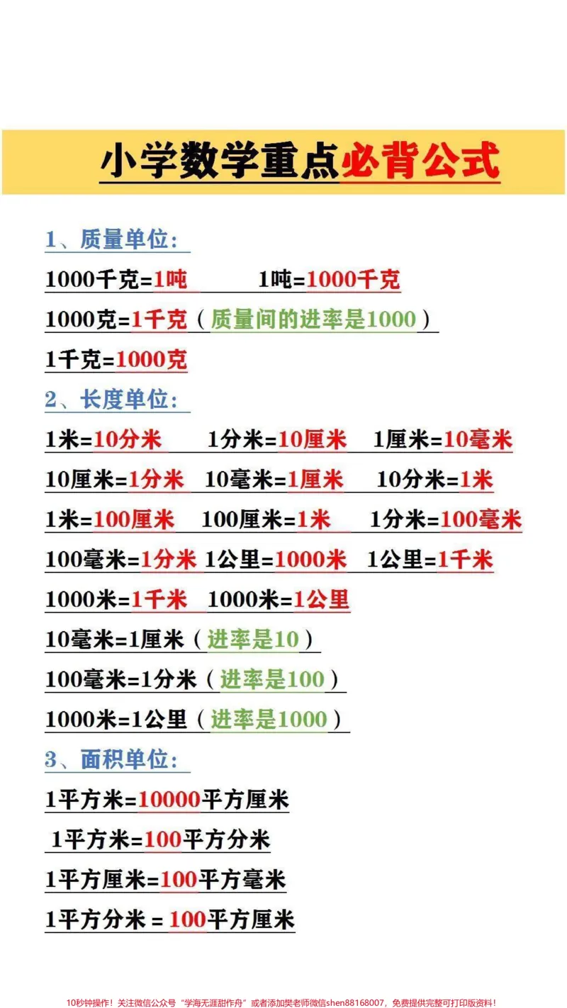 《小学数学必备重点公式#小学数学#必考考点_最新小学1-9年级各科+幼升小+综合类学习资源汇总包_价值20万元！最新小学1-9年级各科+幼升小+综合类学习资源汇总包》第1页预览