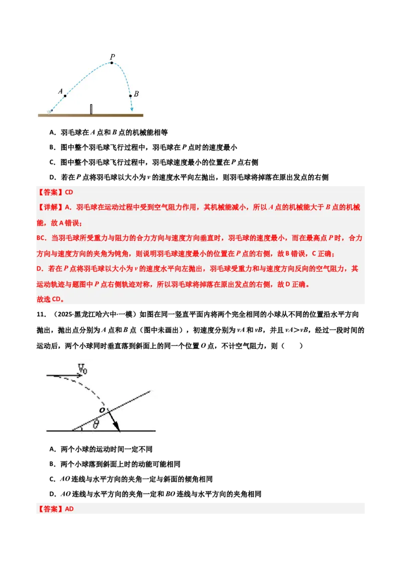 《专题09曲线运动（3大考点）（教师版）_高考一二三轮复习_物理_2026年-物理高考专项复习_2025年高考物理一模试题分类汇编（黑吉辽蒙专用）》第10页预览