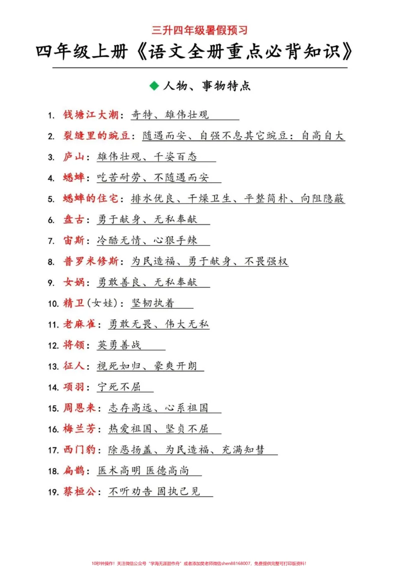 《四年级上册语文语文全册重点必背知识。四年级语文上册必背，可以长按保存电子滴滴#四年级上册语文#四年级语文上册#小学四年级语文#四年级语文预习#四年级语文必背课文-副本》第1页预览