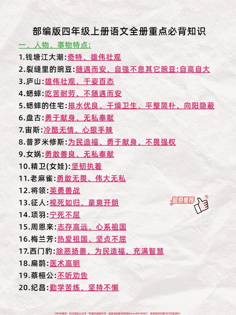 《捡到宝了,四年级上册1-8单元知识点梳理。今天给大家分享的是小学语文四年级1-8单元精编知识点,超详细!学渣必备逆袭神器!!有完整电子版可打印#小学语文怎么学#学渣逆袭指南#知识点总结#语文笔记#四年级上册语文-副本》第2页预览