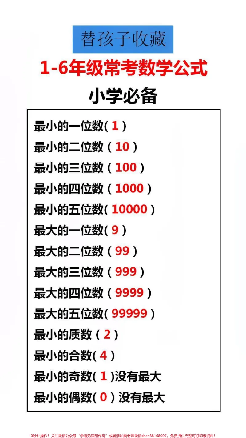《常考数学公式#学习#数学#知识分享_最新小学1-9年级各科+幼升小+综合类学习资源汇总包_价值20万元!最新小学1-9年级各科+幼升小+综合类学习资源汇总包》第2页预览