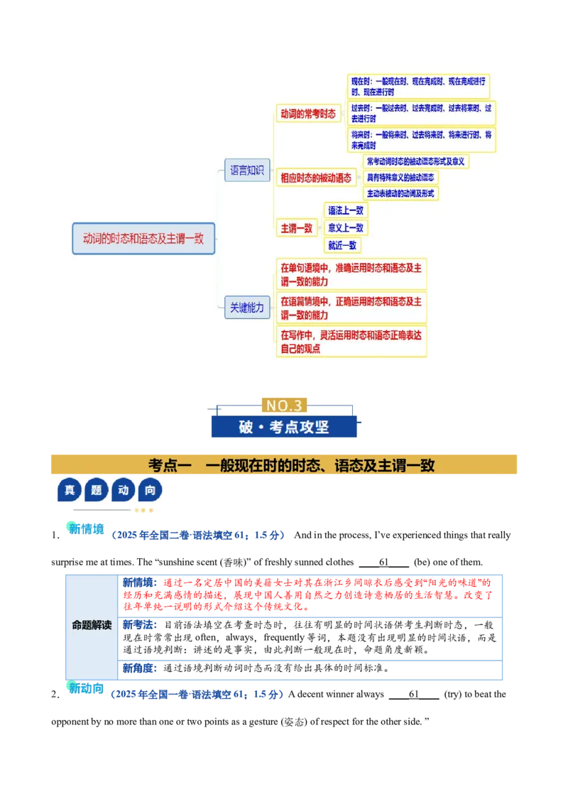 《专题01动词的时态和语态及主谓一致（复习讲义）（全国通用）（学生版）_高考一二三轮复习_英语_2026年-英语高考二轮复习_2026年高考英语二轮复习课件+讲义+练习（新高考通用）-G92_2026版》第3页预览