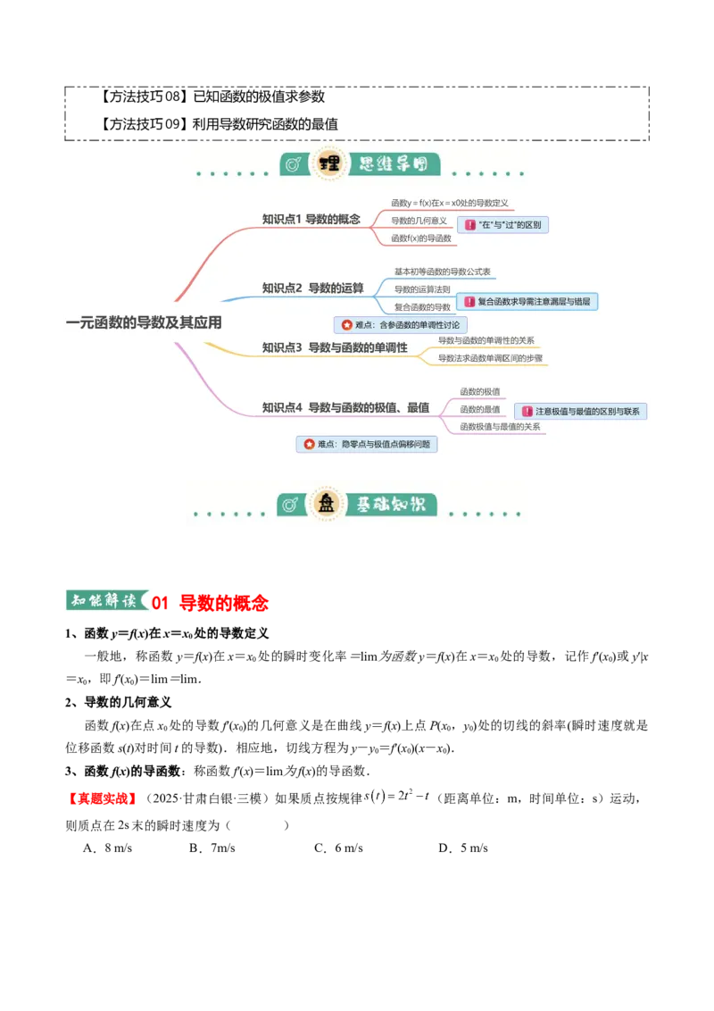 《专题01一元函数的导数及其应用（知识清单）（学生版）_高考一二三轮复习_数学_2026年_2026年高考数学一轮复习讲义+练习+课件（新教材新高考）-G55_2026版_第三章一元函数的导数及其应用》第2页预览