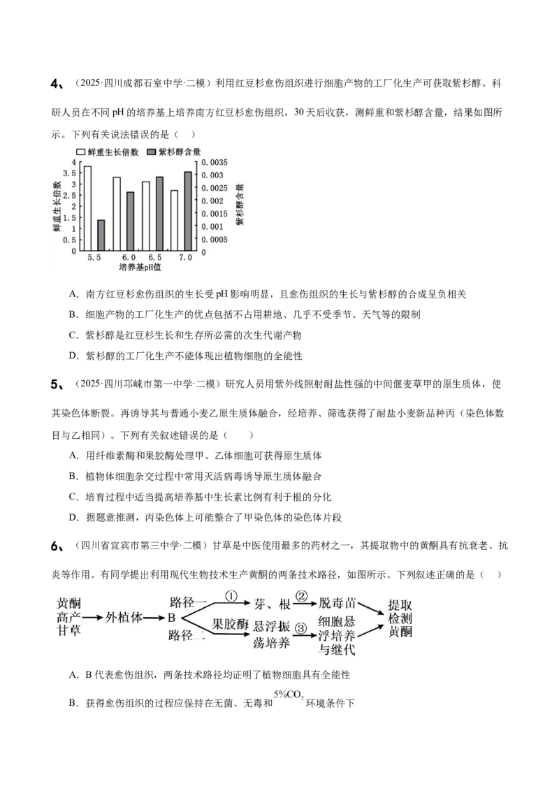 《专题10发酵工程与细胞工程（学生版）_高考一二三轮复习_生物_2026年-生物高考专项复习_2025年高考生物二模试题分类汇编（四川专用)》第6页预览