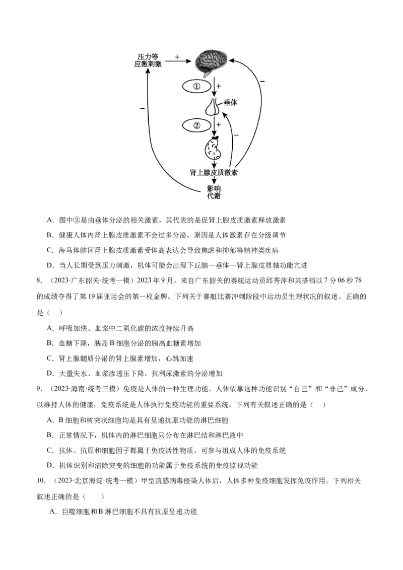 《专题07动物生命活动的调节（分层练）（原卷版）_初高中资料库_高中资料库（转存避免链接过期失效）_高中生物》第3页预览