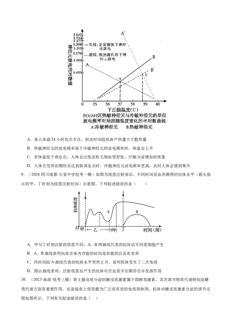 《专题07动物生命活动的调节（分层练）（原卷版）_初高中资料库_高中资料库（转存避免链接过期失效）_高中生物》第9页预览