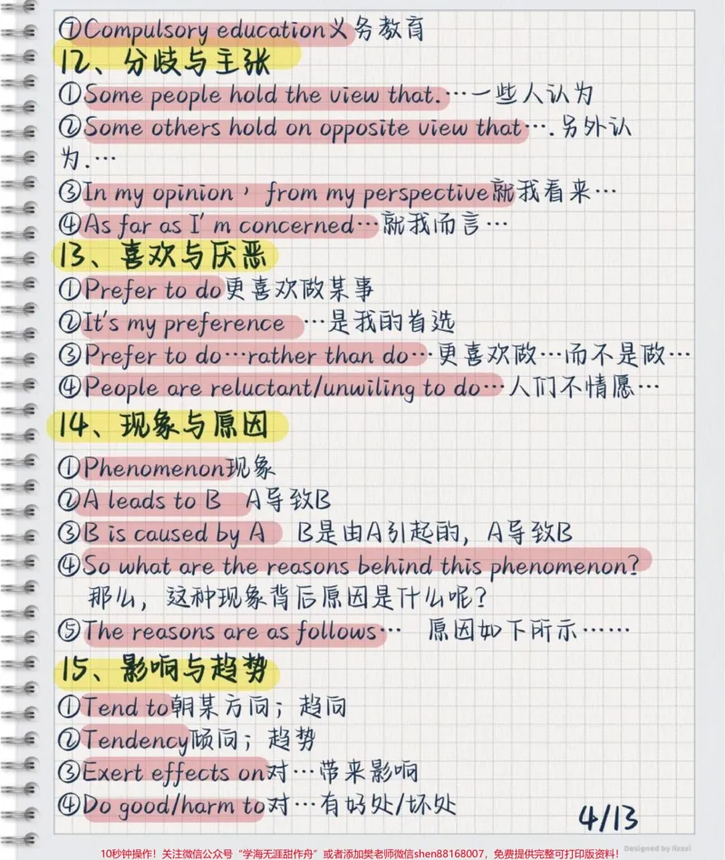 《十天背完，英语作文高分短语及万能句式，努力背熟，写英语作文的时候直接用#英语#英语作文#每天学习一点点_最新小学1-9年级各科+幼升小+综合类学习资源汇总包》第4页预览