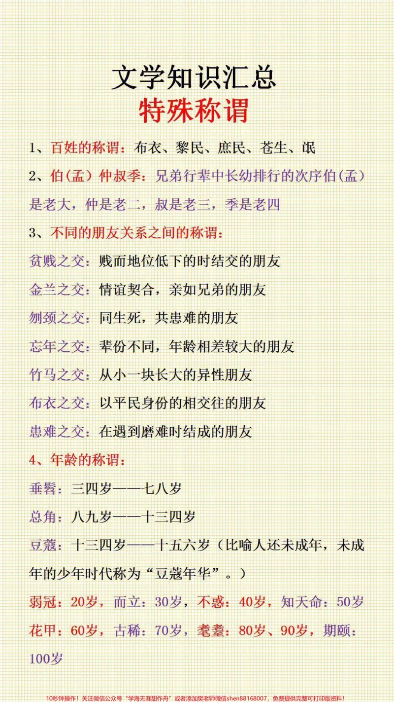 《文学知识汇总#小学语文#文学常识_最新小学1-9年级各科+幼升小+综合类学习资源汇总包_价值20万元！最新小学1-9年级各科+幼升小+综合类学习资源汇总包》第1页预览