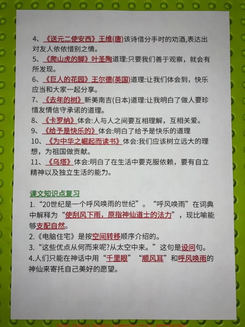 《四年级语文全册期中期末常考知识点总结。四年级语文常考的知识点汇总小常识和知识点划线部分重点学习。有电子版可打印#四年级语文#期中复习#知识点总结#期中期末复习#四年级期中复习-副本》第4页预览