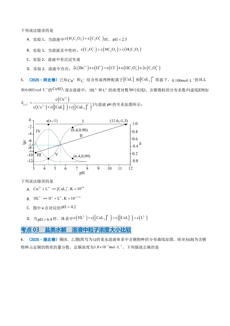 《专题10水溶液中的离子反应与平衡（学生版）_高考一二三轮复习_化学_2026年-化学高考专项复习_2025年高考真题和模拟题化学分类汇编（全国通用）-G70》第3页预览