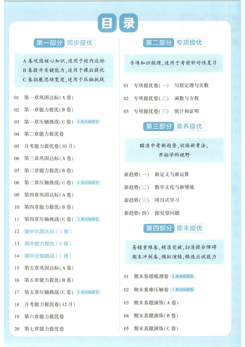 《试卷-A4_2026秋初中教辅合集_2027经纶学霸_2027《学霸提优大试卷》8上数学（北师大）》第3页预览