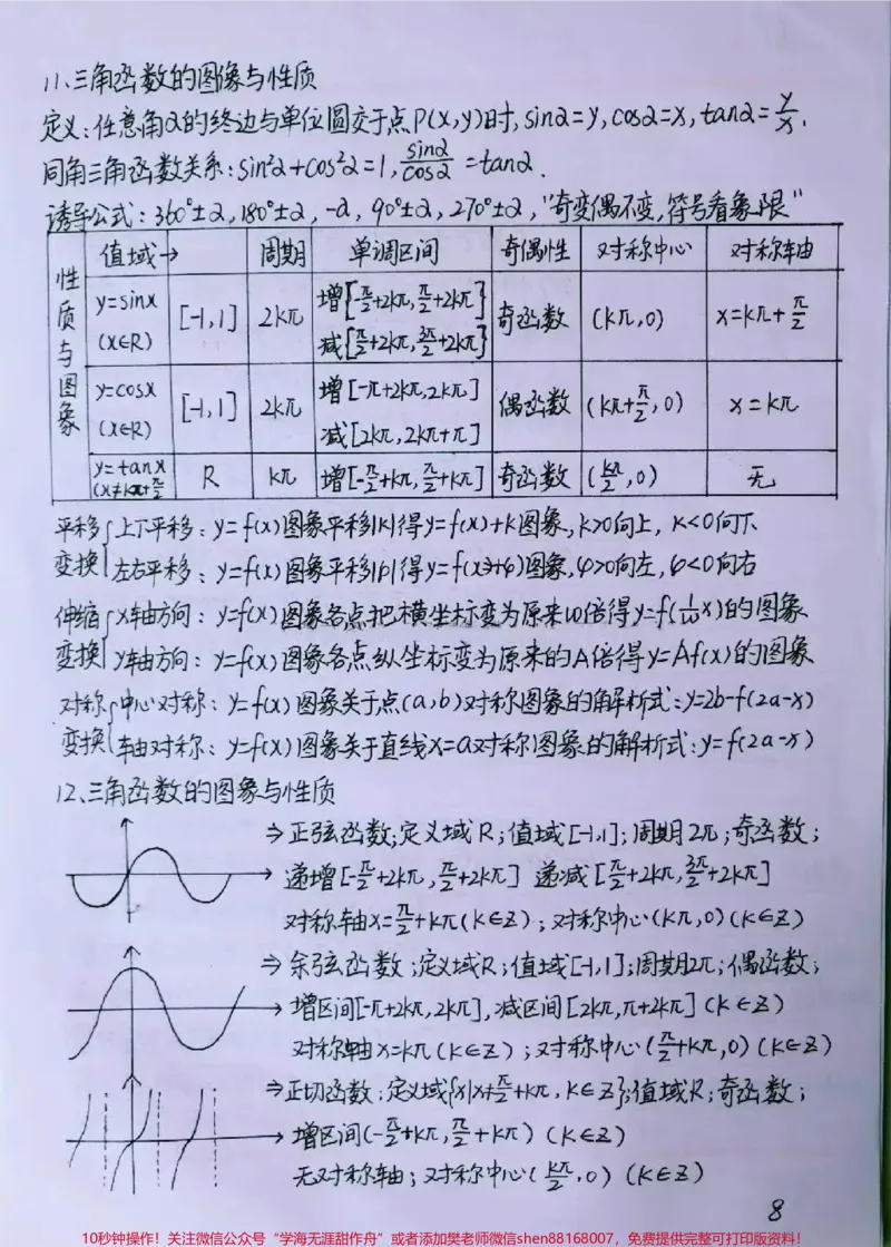 《背熟这些你的数学就真的厉害了#数学#高中数学#手写笔记#图文伙伴计划#qunju888.com图文来了_最新小学1-9年级各科+幼升小+综合类学习资源汇总包_初中一线老师整理版资源（全网独家）》第8页预览